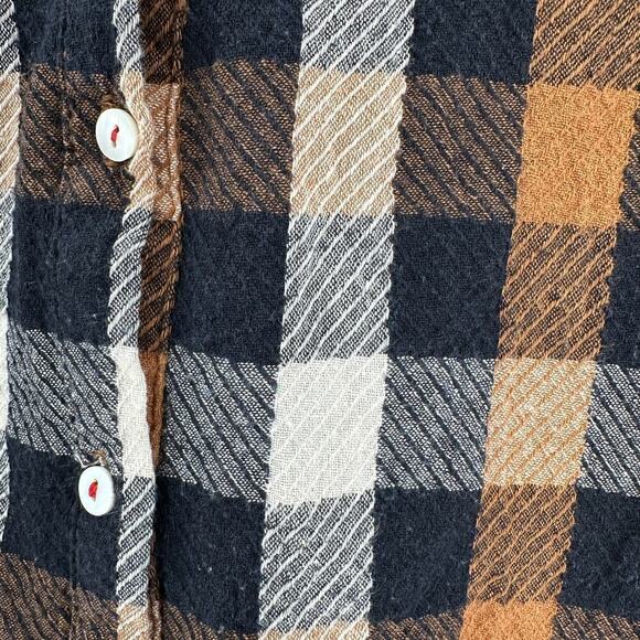 Hayden Brown Plaid Flannel Long Sleeve Lace Trim Button-Up Shirt Size Small - Picture 6 of 12